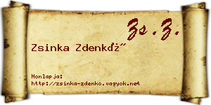 Zsinka Zdenkó névjegykártya